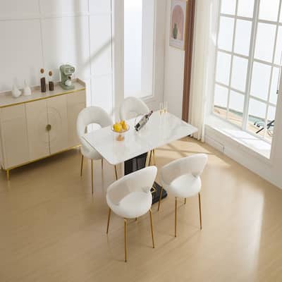 Set of 1 Teddy Fabric Dining Chairs
