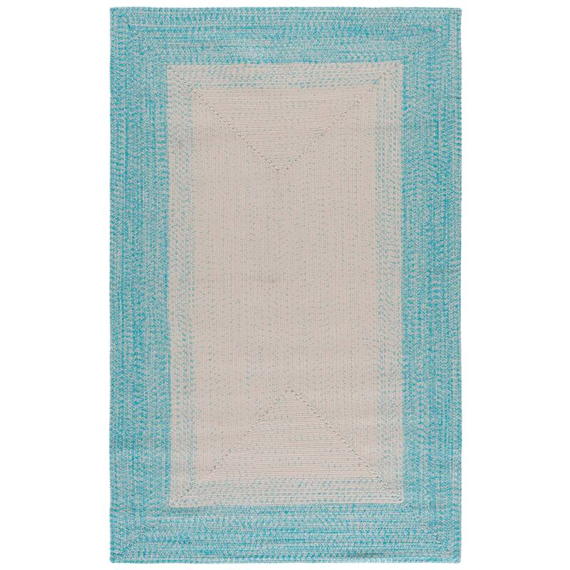SAFAVIEH Handmade Braided Eiry Washable Indoor/Outdoor Rug - Weather Resistant & Easy Cleaning - 4' x 6' - Ivory/Aqua