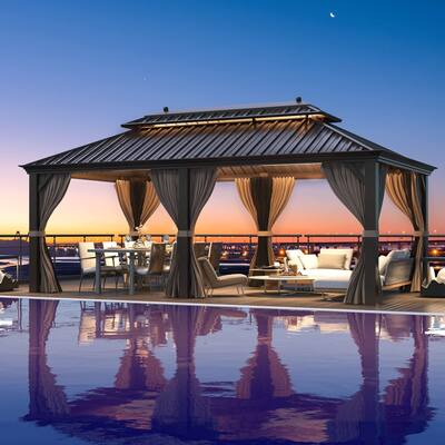 EROMMY Galvanized Steel Hardtop Patio Gazebo