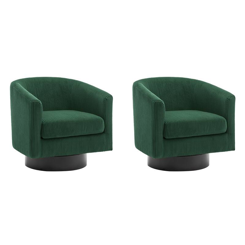 2 Set 360° Swivel Corduroy Accent Chairs Barrel Armchairs