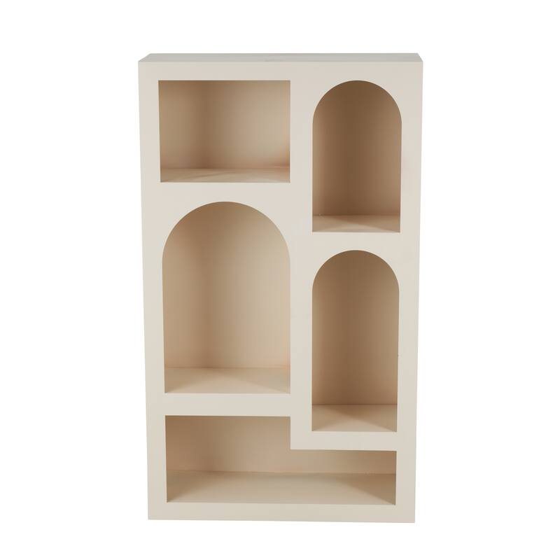 Black or Cream Metal 5 Shelf Geometric Storage Shelving Unit