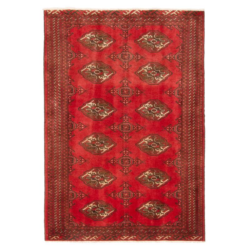 ECARPETGALLERY Hand-knotted Baluch Red Wool Rug - 3'3 x 4'10