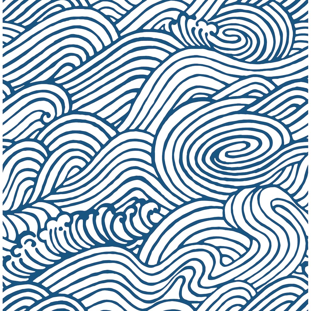A-Street Prints Mare Navy Wave Wallpaper