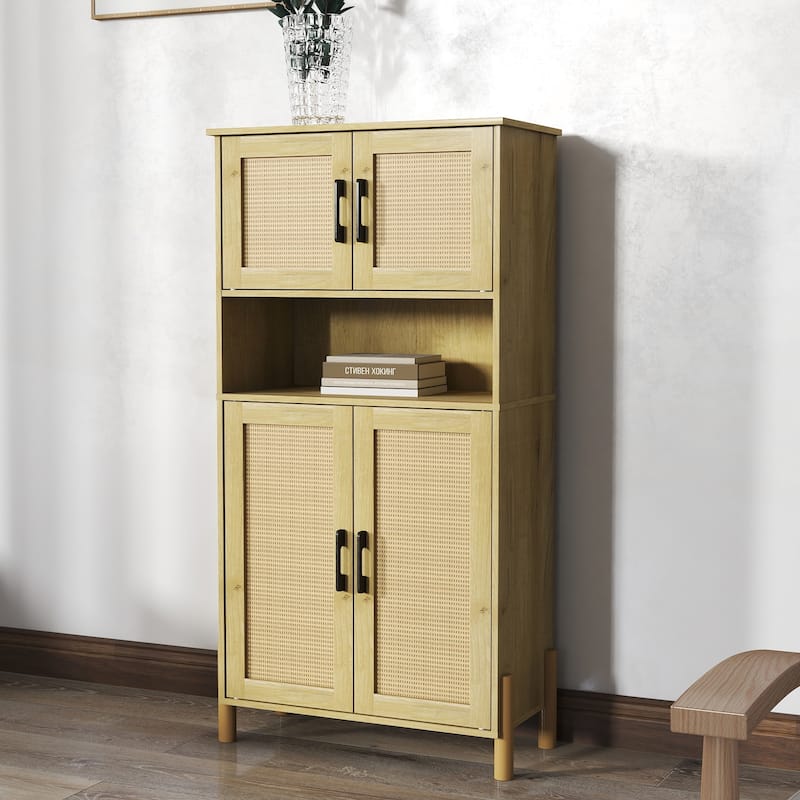 Mid-Century Modern 4-Door Storage Cabinet