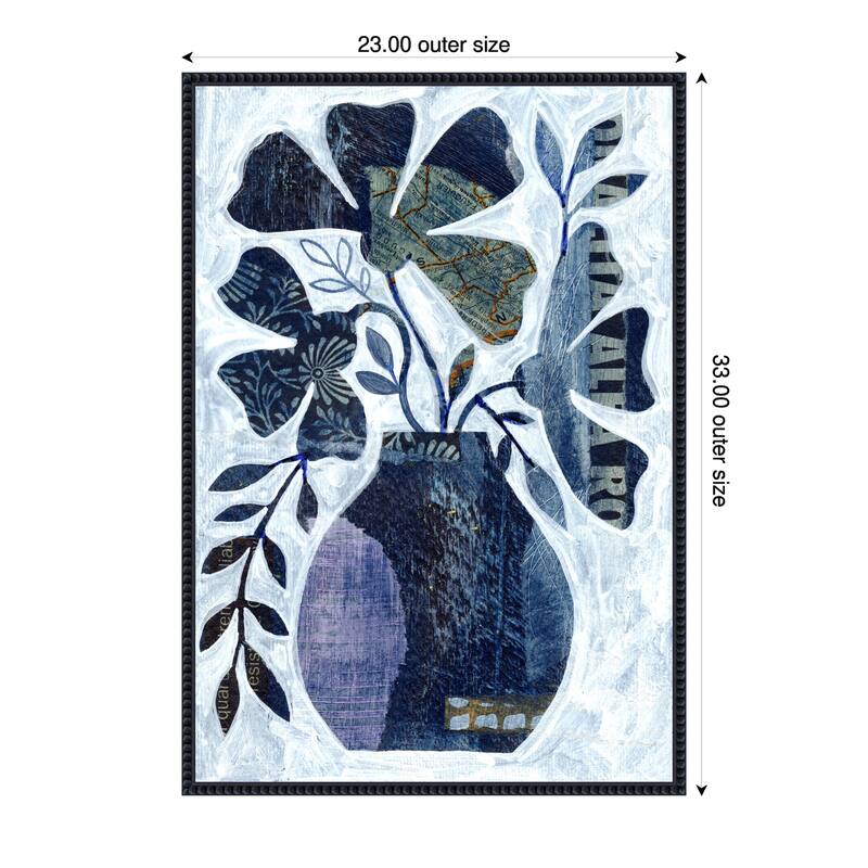 Indigo Blue Still Life No 2 by Susan Black Framed Canvas Wall Art Print - 23 x 33 in