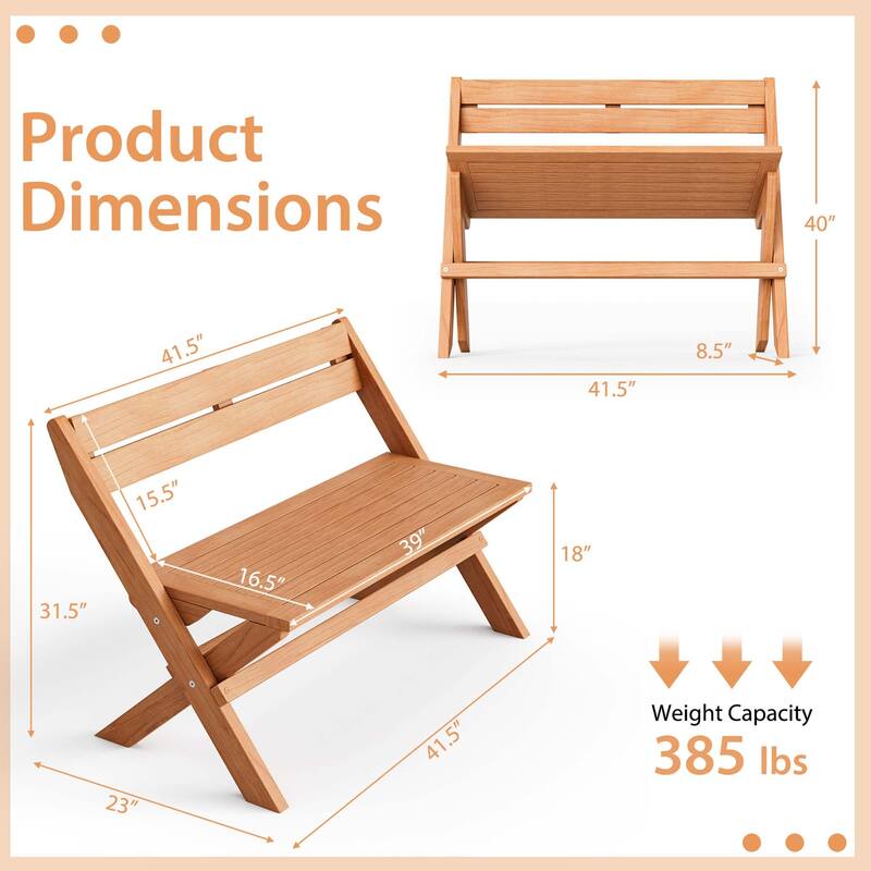 Patio Portable Folding Chair Solid Indonesia Teak Wood Slatted Seat