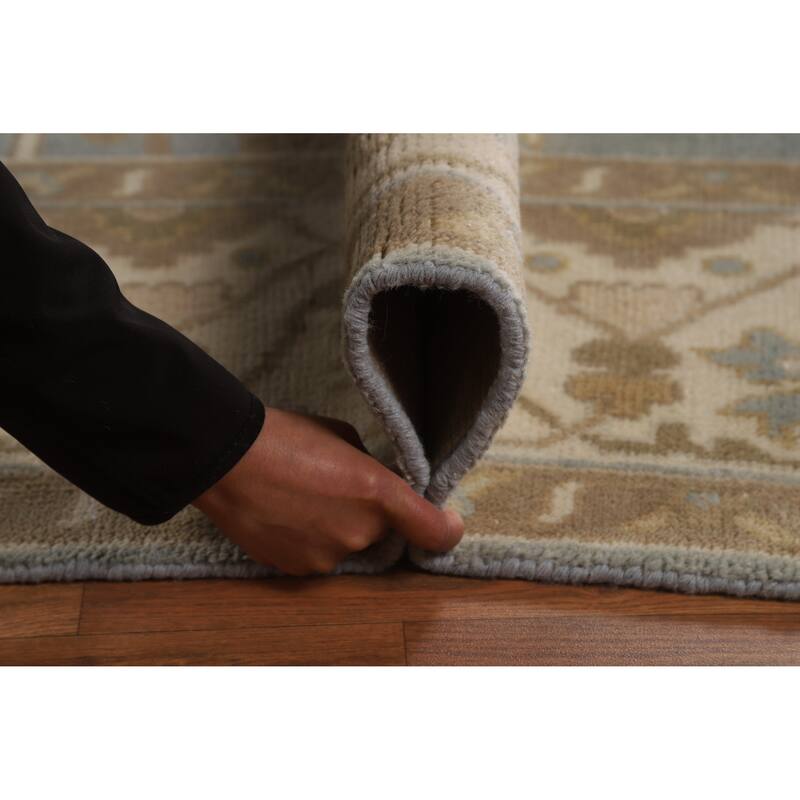 Floral Oushak Indian Area Rug Hand-Knotted Oriental Wool Carpet - 8'0" x 10'2"