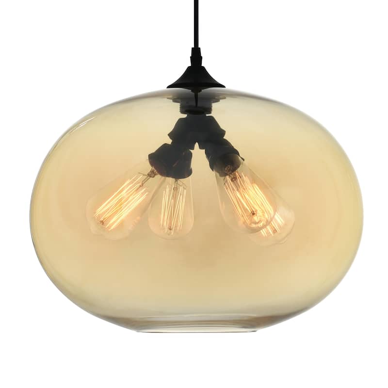 16'' Modern Amber Glass 4-Light Down Pendant - Warm Glow - E26 Bulb Compatible - Transparent Amber