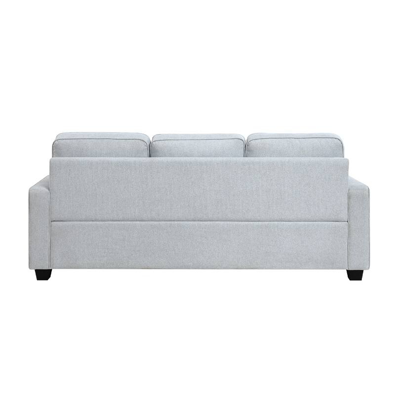 Pery Sofa w 2 Pillows, Reversible Cushions, Light Gray 84 Inch