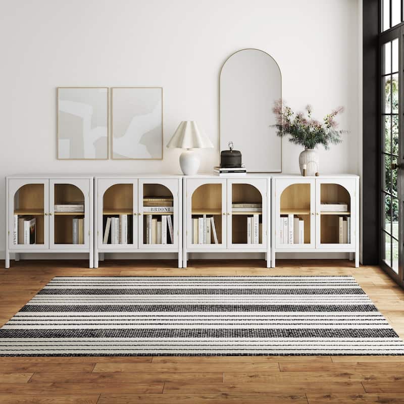 Nathan James Mason Sideboard Buffet with Glass Doors and Adjustable Shelves