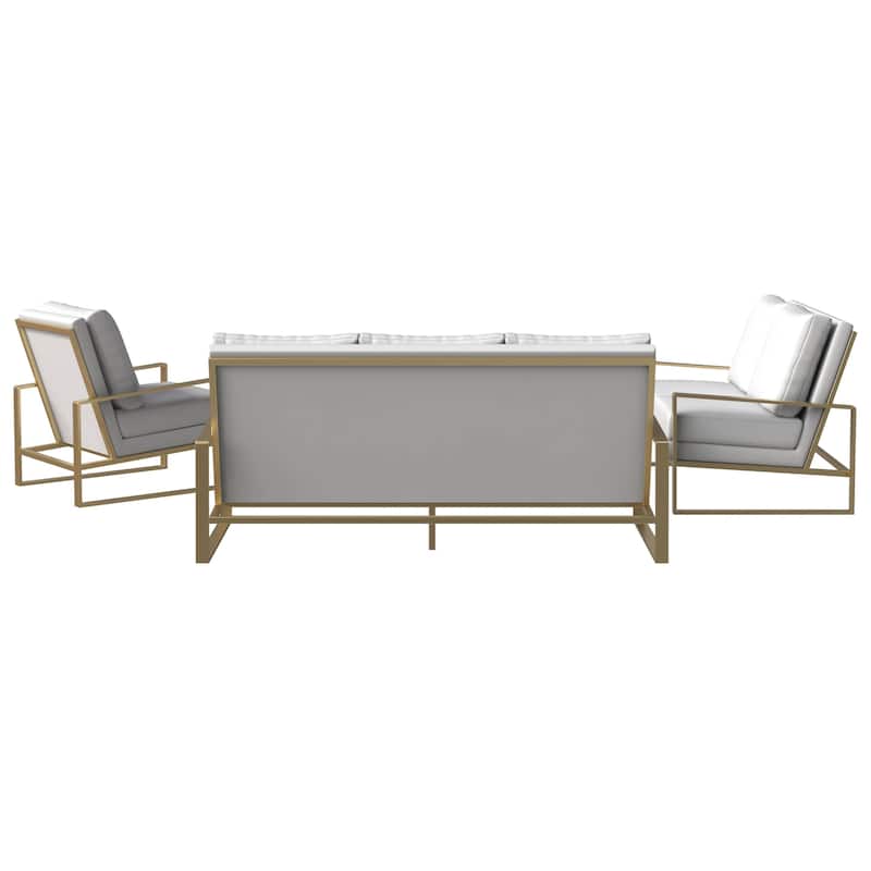 LeisureMod Modern 3-Piece Leather Sofa Set For 6 - Includes Sofa, Loveseat & Accent Chair for Home Office Living Room Bedroom