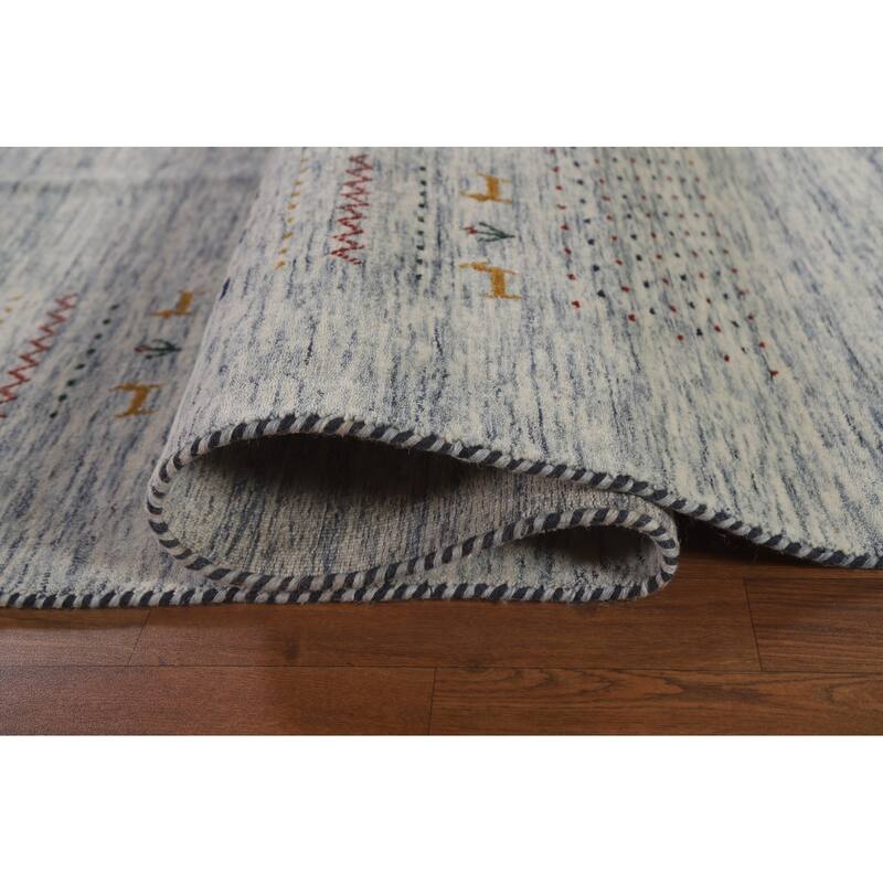 Gabbeh Beige Indian Area Rug Hand-Knotted Wool Carpet - 9'1"x 11'10"