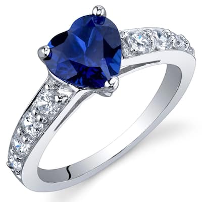 Sterling Silver 1.75 ct Created Sapphire Birthstone Ring