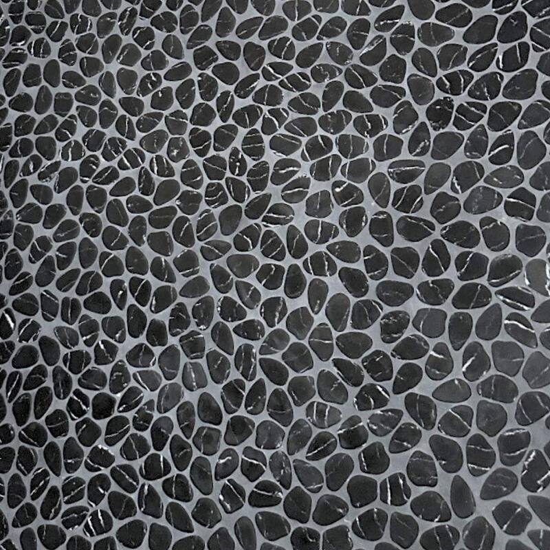 Recycled Cenote Pebble 13x13 Charcoal Matte Glass Mosaic Tile - Floor, Wall & Backsplash