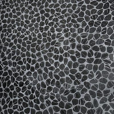 Recycled Cenote Pebble 13x13 Charcoal Matte Glass Mosaic Tile - Floor, Wall & Backsplash