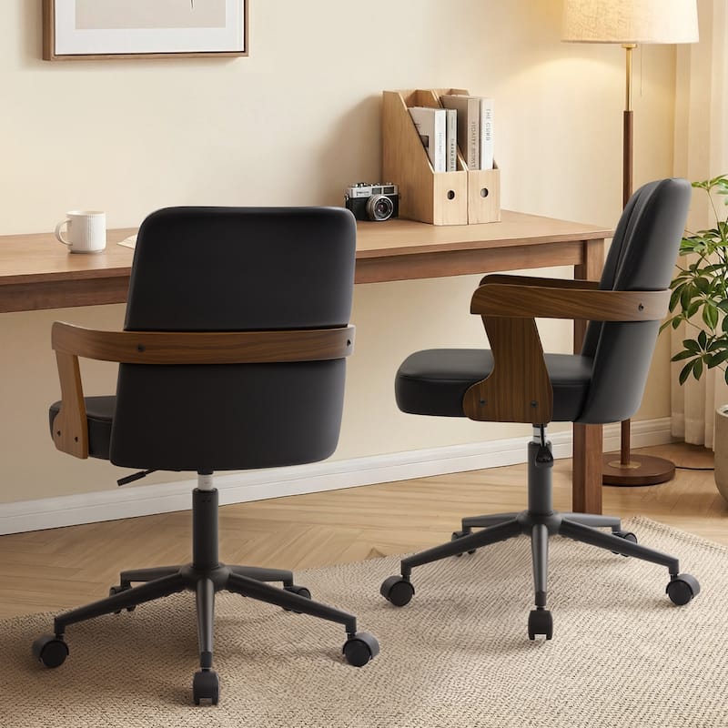Swivel Home Office Chair Adjustable Height Desk Chair with Wheels and Armrests - 32.7"-36.6"H x 19.9"W x 22.8"D