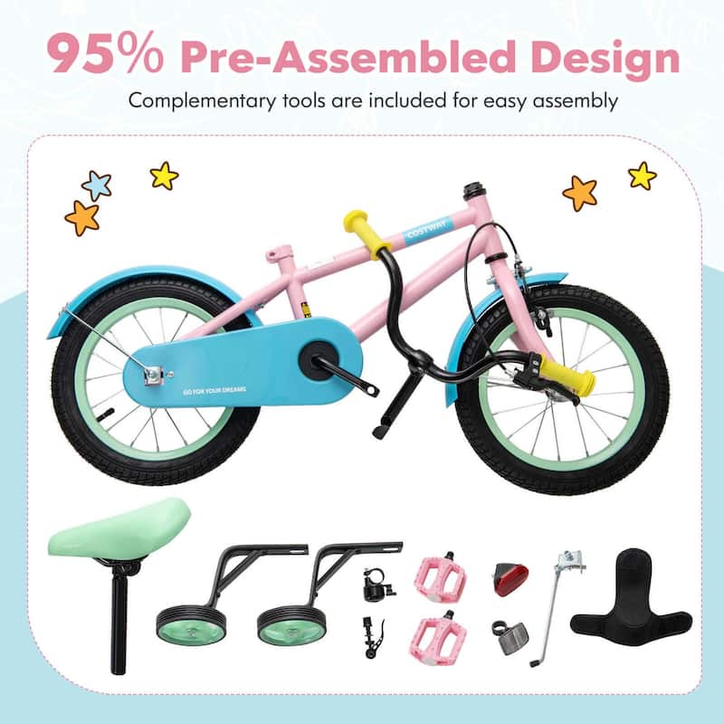 Costway 18" Kids Bike with Adjustable Saddle Handlebar Removable - See Details