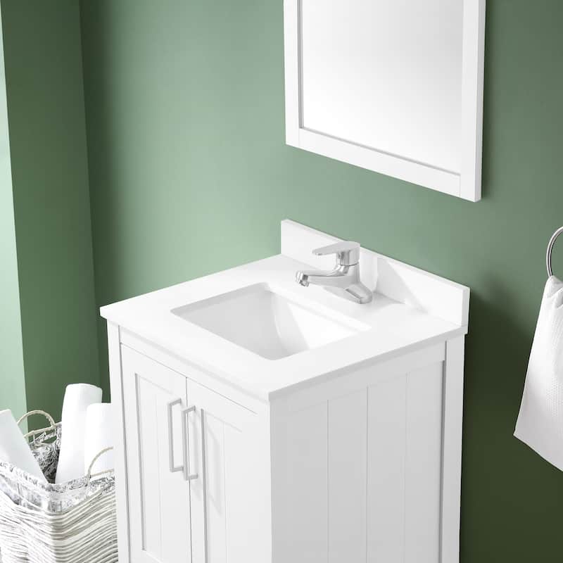 Ove Decors Kansas 24" Bathroom Vanity Top and Backslplash, White
