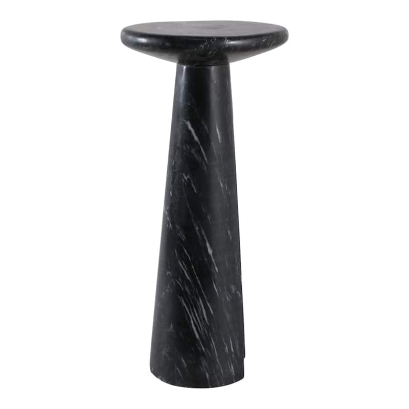 Marble Stone Accent Table Pedestal Base Savoir Style - 22" Black - 10" x 10" x 21.5"