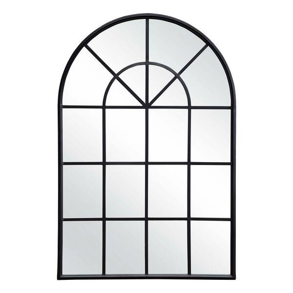 Black Arched Window Mirror with Metal Frame, Cathedral Mirror for Living Room,Bedroom