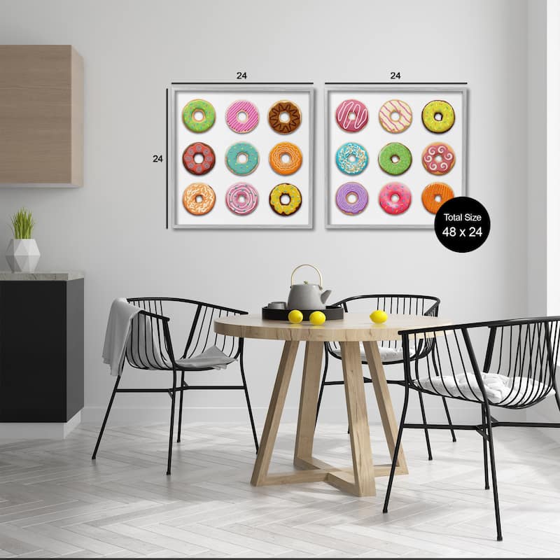 Stupell Bright & Fun Donuts Framed Giclee Art Design By Marcus Prime (Set of 2)