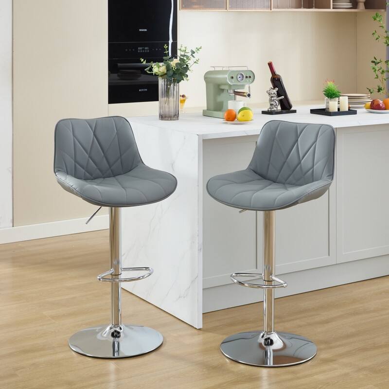 Adjustable Swivel Bar Stools Height Island Chairs with Back Set of 2