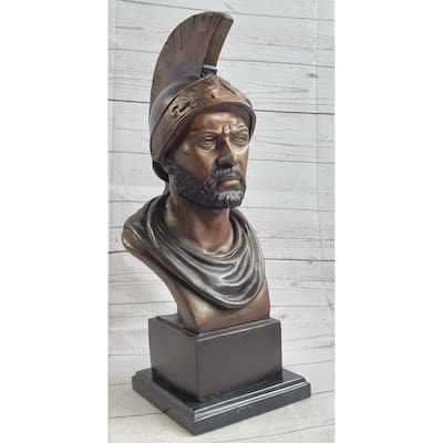 Auguste Moreau Greek Or Roman Soldier Bust Vintage Bronze Statue Sculpture 19 Inches X 11 Inches