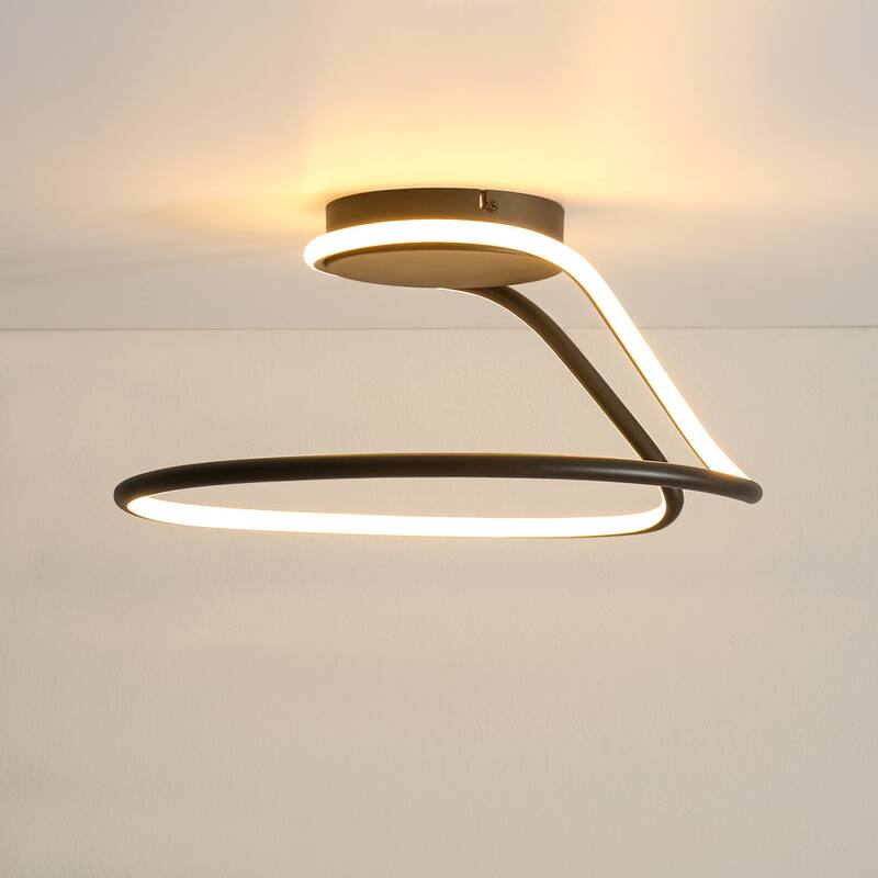 Modern Flow Line Dimmable LED Semi Flush Mount Light 16.9 in