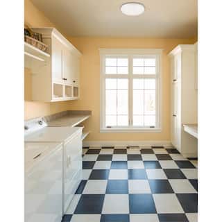 Westinghouse 11-Inch Round LED Indoor Flush Mount Ceiling Fixture, White Finish with White Acrylic Shade