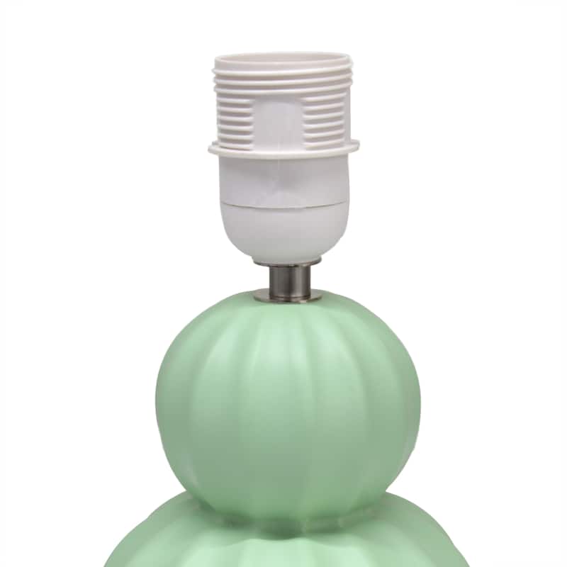 Double Gourd Ceramic Table Lamp with Fabric Shade - 6 x 6 x 13 in. (L x W x H)