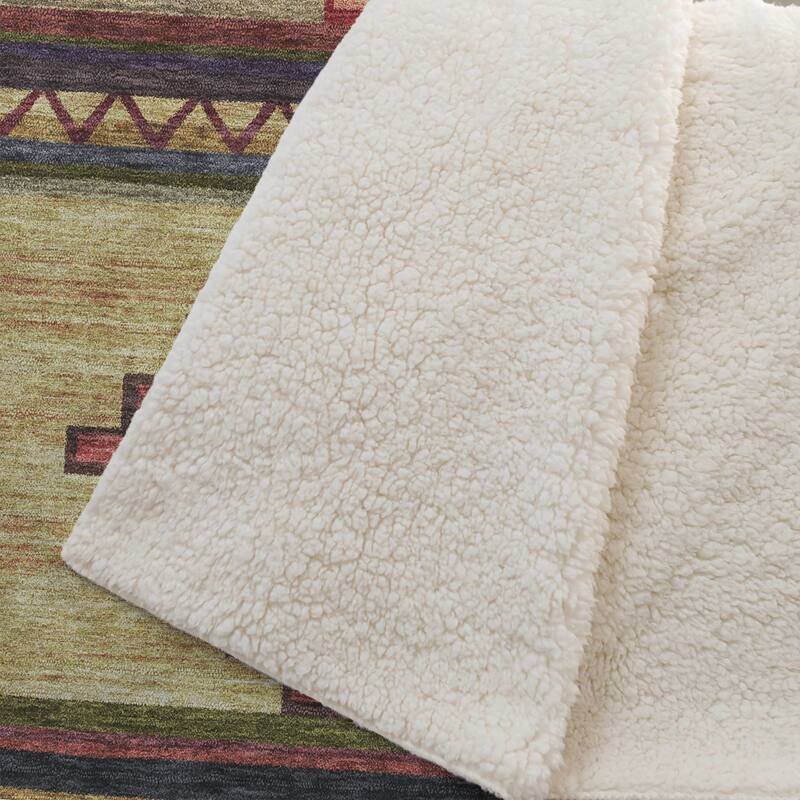 Premium Machine Washable ASB176 Boho Global Sherpa Throw Blanket
