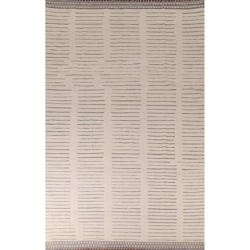 Earth Tone Moroccan Modern Area Rug Hand-Knotted Wool Carpet - 9'0" x 12'10"