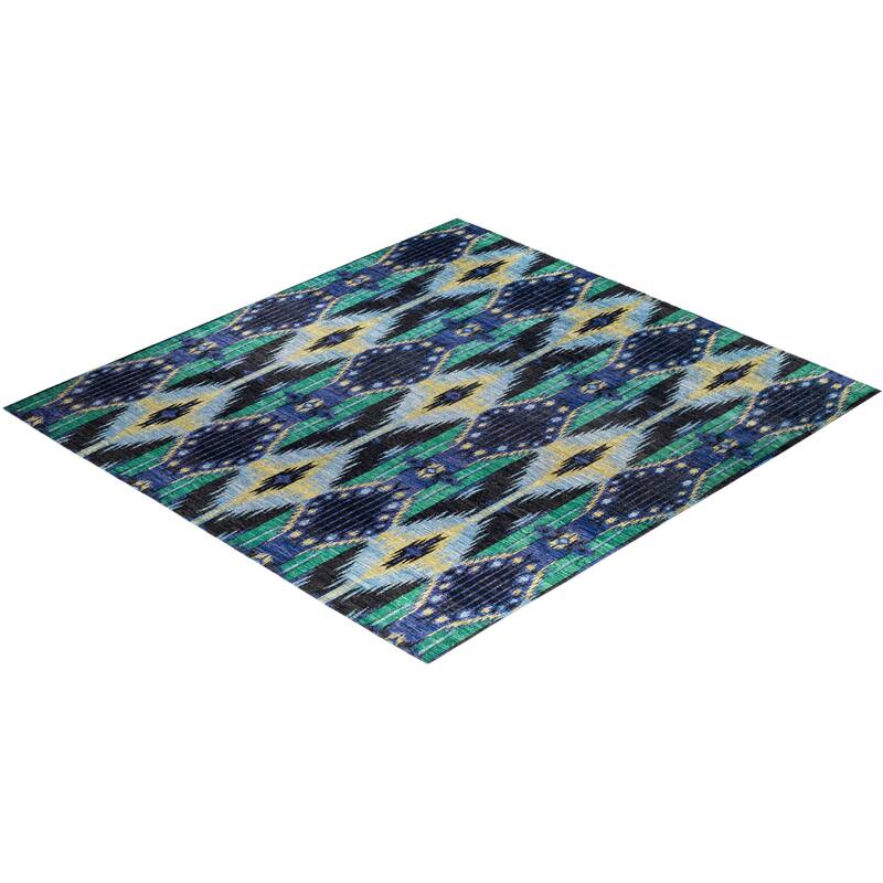 Overton Handknotted Wool Vintage Inspired Contemporary Modern Black Square Area Rug - 12' 5" x 11' 10"