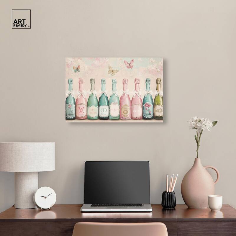 Champagne Mint and Pink Canvas by Art Remedy, Gallery Wrapped