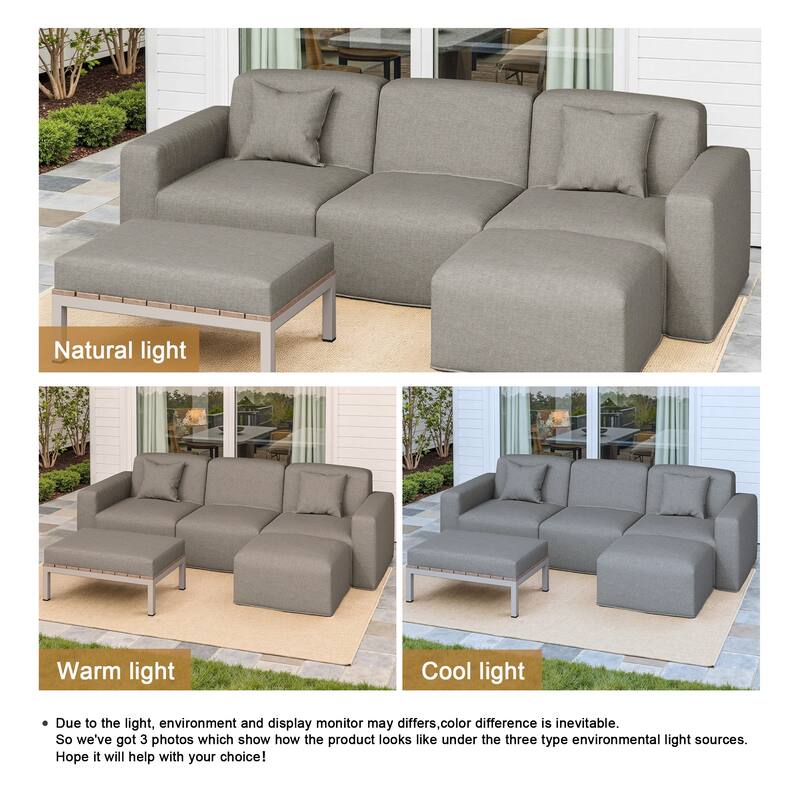 Outdoor No Assembly Patio Conversation Sets with Coffee Table, Ottoman