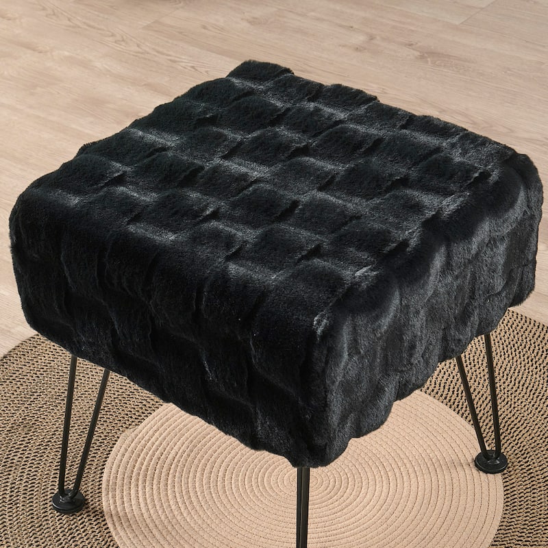 Home Soft Things Brick FauxFur Stool Soft Ottoman Furry Padded Seat