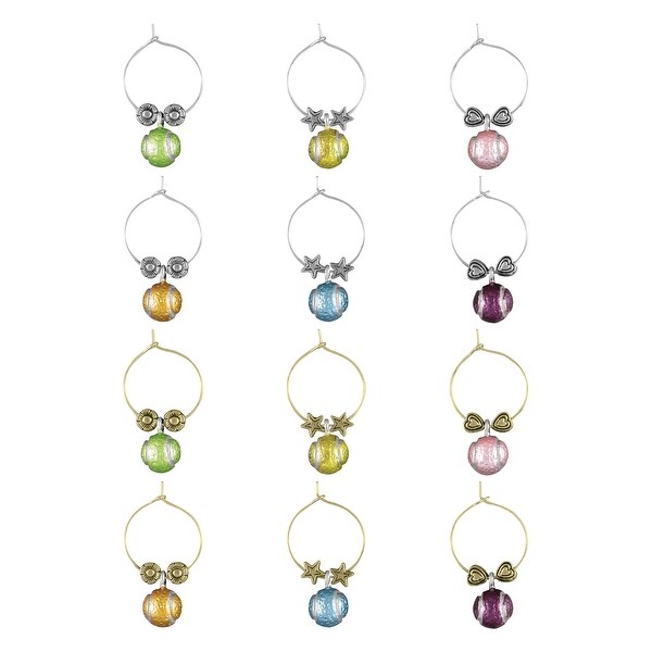 Wine Things 12 Piece Wine Charms Wine Glass Tags Drink Markers for Stem Glasses Wine Tasting Party Tennis Ball Bed Bath Beyond 35634629