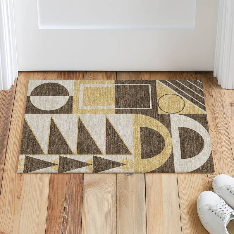 Machine Washable Indoor/ Outdoor Modern Crowley Chantille Rug