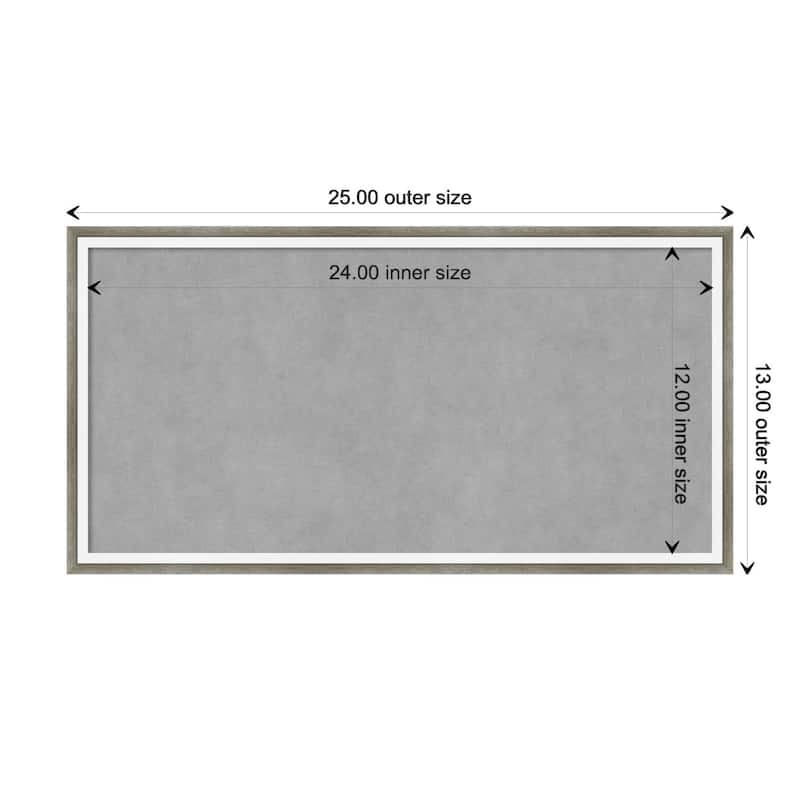 Amanti Art Lucie Silver White Framed Magnetic Board - Board Size 24x12