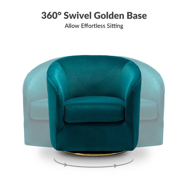 Eleuterio Modern Upholstered Swivel Accent Barrel Chair with Metal Base Set of 2 by HULALA HOME