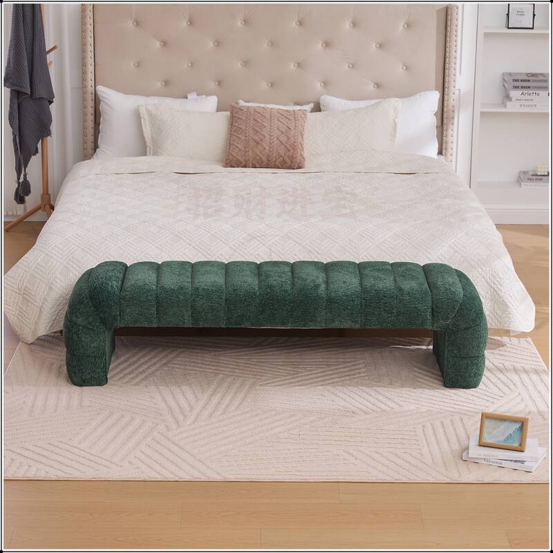 69.7"Wide Upholstered Armless Bed Bench - Green