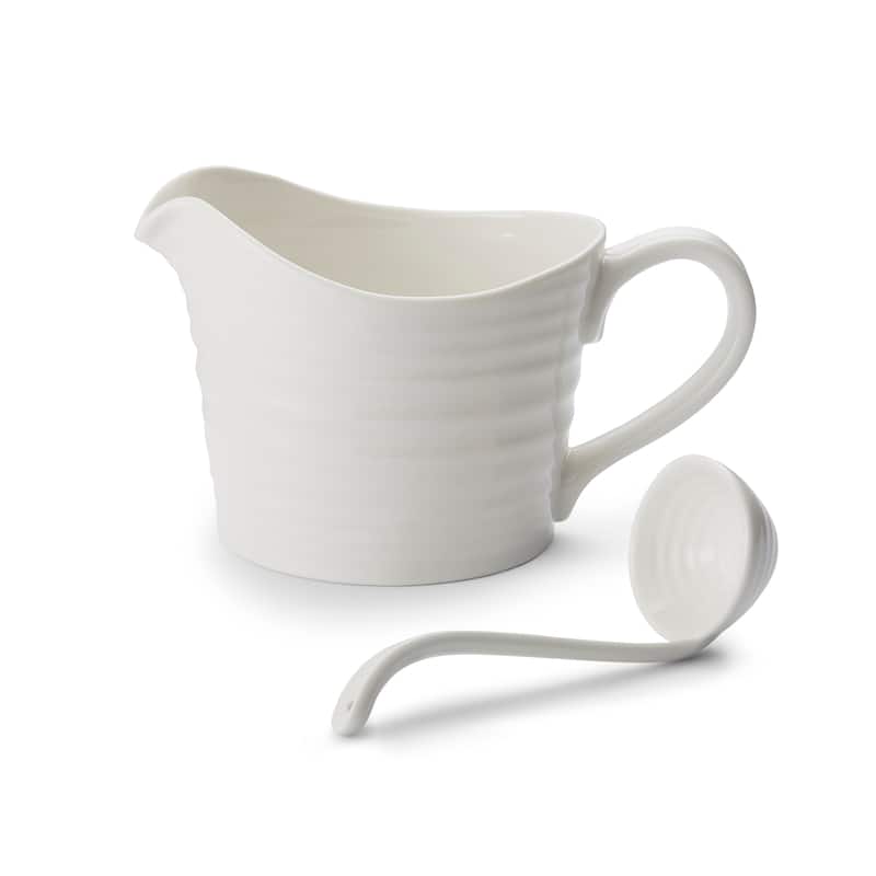 Portmeirion Sophie Conran White Mini Sauce Jug and Ladle Set - 1 Pt - 1 Pt - White - 2 Piece