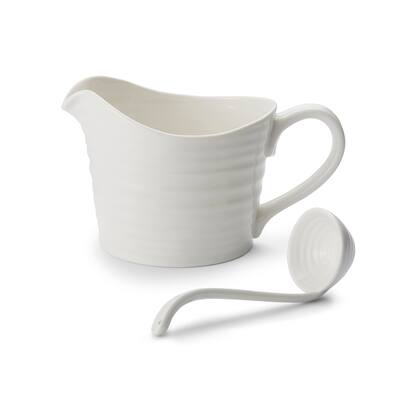 Portmeirion Sophie Conran White Mini Sauce Jug and Ladle Set - 1 Pt