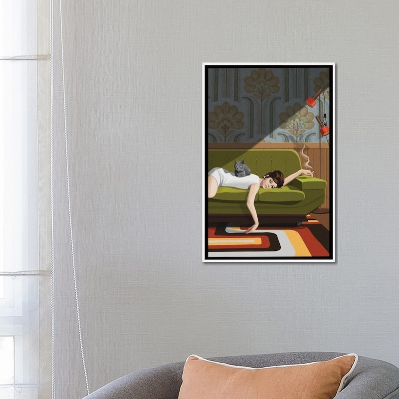 iCanvas "Waiting Game" by Artcatillustrated Framed Canvas Print