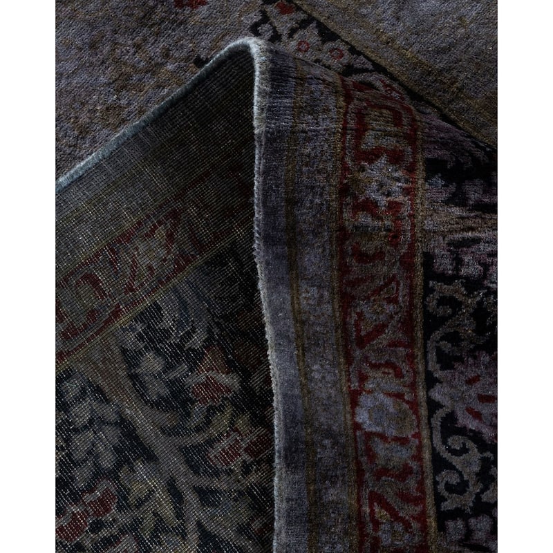 Overton Hand Knotted Wool Vintage Inspired Modern Contemporary Overdyed Gray Square Area Rug - 7' 10" x 8' 5"