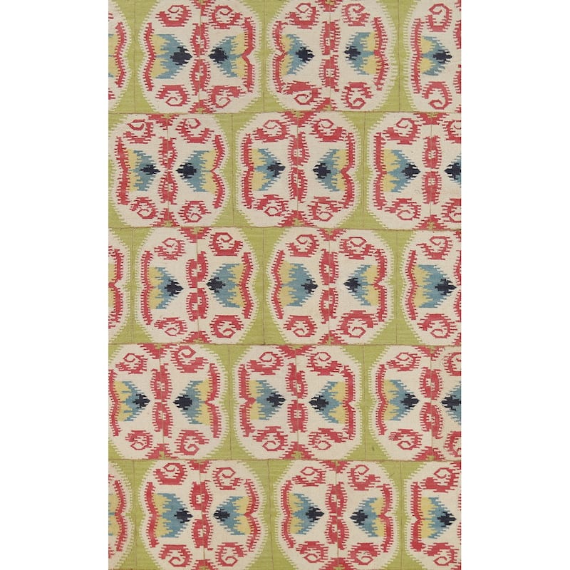 All-Over Kilim Indian Area Rug Flatweave Wool Carpet - 5'8"x 8'10"