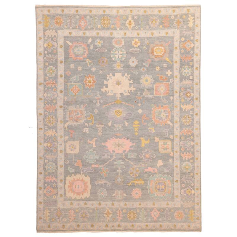 ECARPETGALLERY Hand-knotted Modern Oushak Teal Wool Rug - 8'11 x 11'10