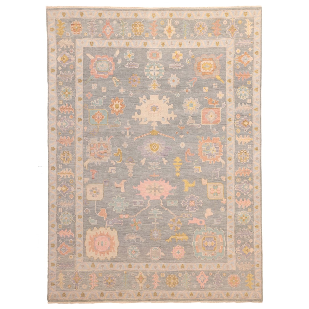 ECARPETGALLERY Hand-knotted Modern Oushak Teal Wool Rug - 8'11 x 11'10