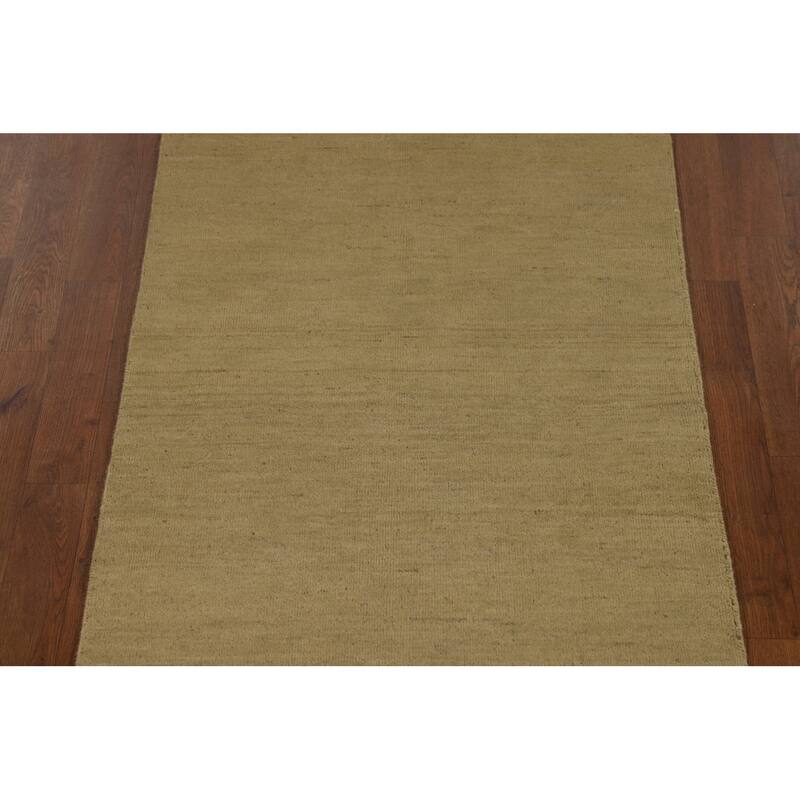 Gold Gabbeh Modern Runner Rug Handmade Wool Carpet - 2'9"x 10'0"
