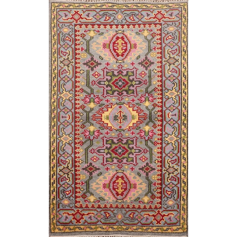 Kazak Oriental Foyer Rug Hand-Knotted Wool Carpet - 3'0"x 5'2"